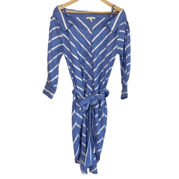 Maje Rulylle Striped Off-the-shoulder Shirtdress - Picture 2 of 10